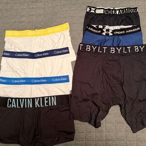 Calvin Klein, Bylt, and Under Armour Men's underwear and compression shorts